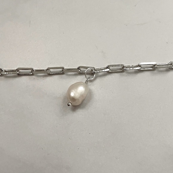 Pearl charm paper clip anklet - Picture 1 of 4